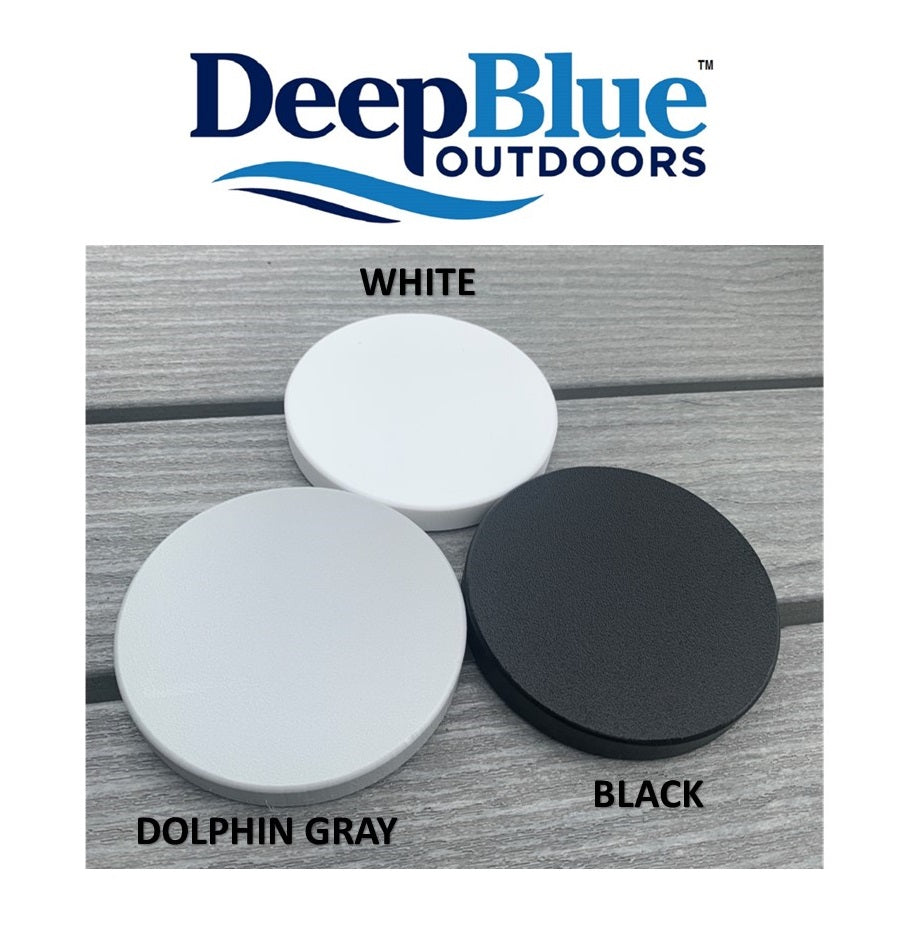 DeepBlue Outdoors logo along with 3 colored Lids.