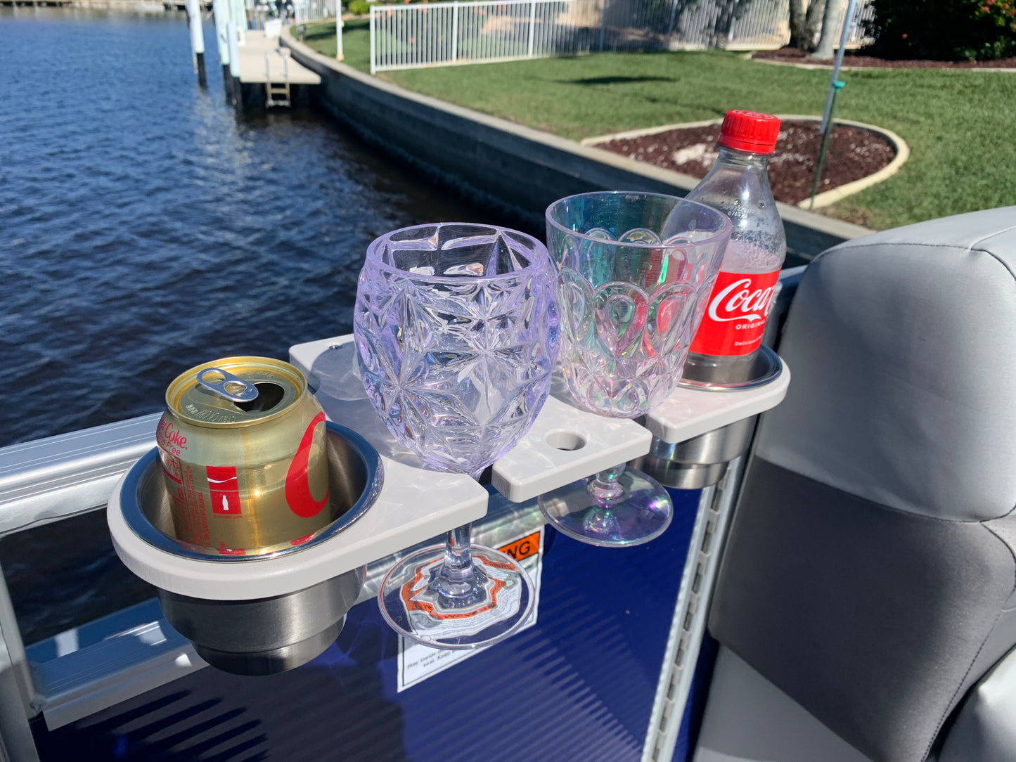 Pontoon Rail - Double Cup and Wine Glass Holder