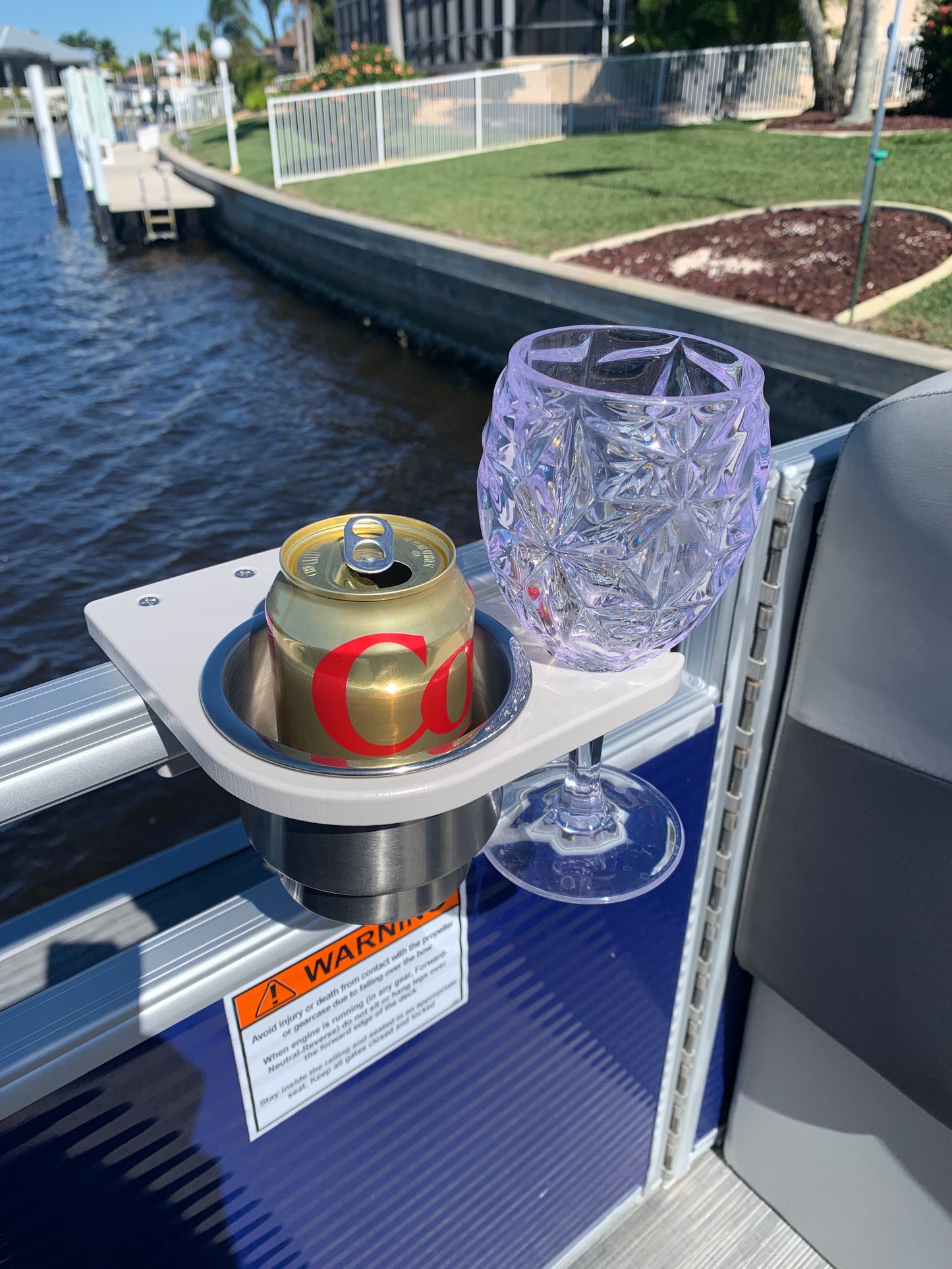 Premier Pontoon Rail Cup and Wine Glass Holder - 2" Tall Rails only.