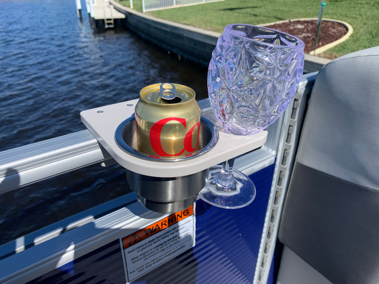 Pontoon Rail Cup and Wine Glass Holder - (1-1/8") or (1-1/4") Square Rail