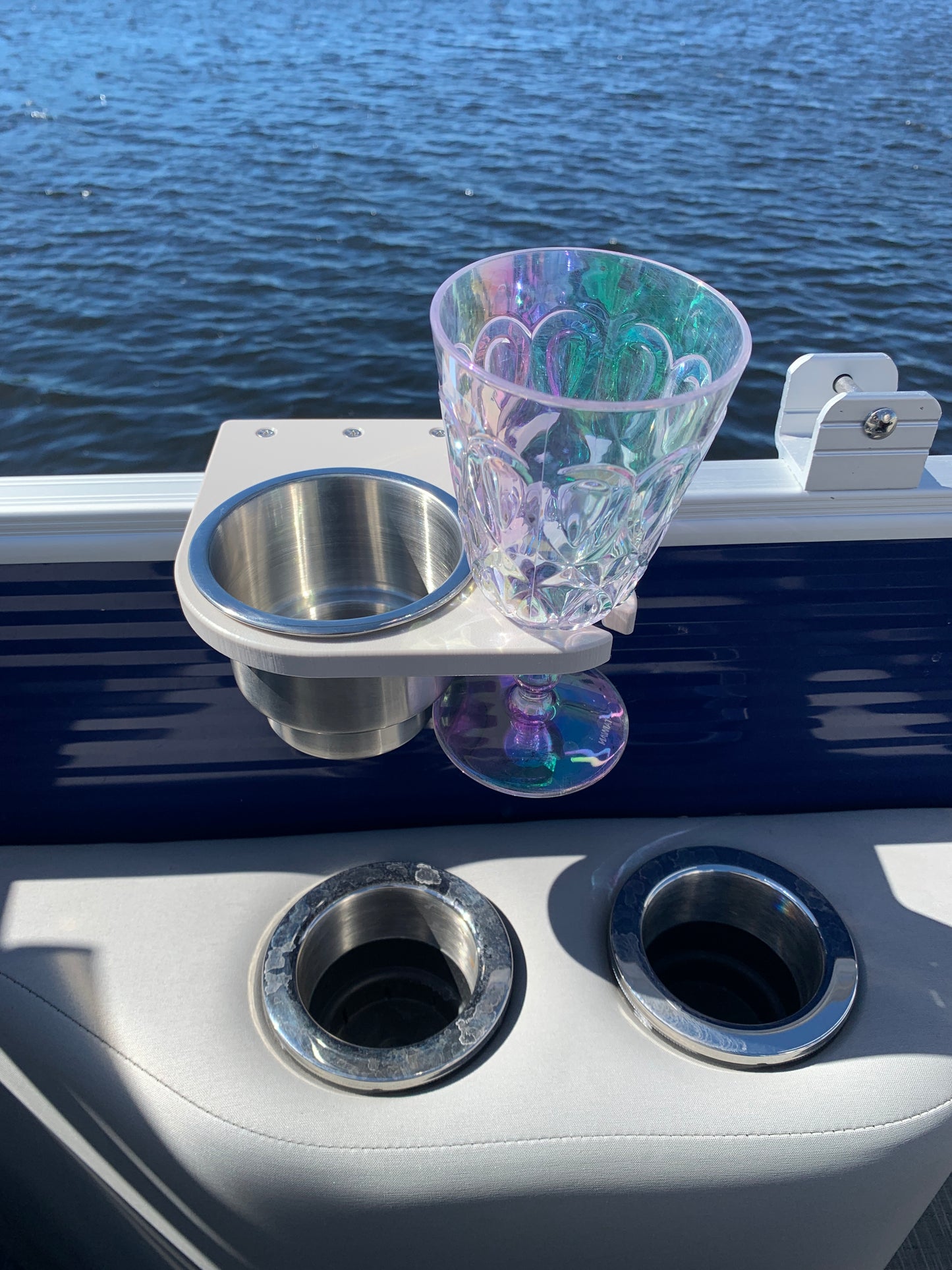 Pontoon Rail Cup and Wine Glass Holder - (1-1/8") or (1-1/4") Square Rail