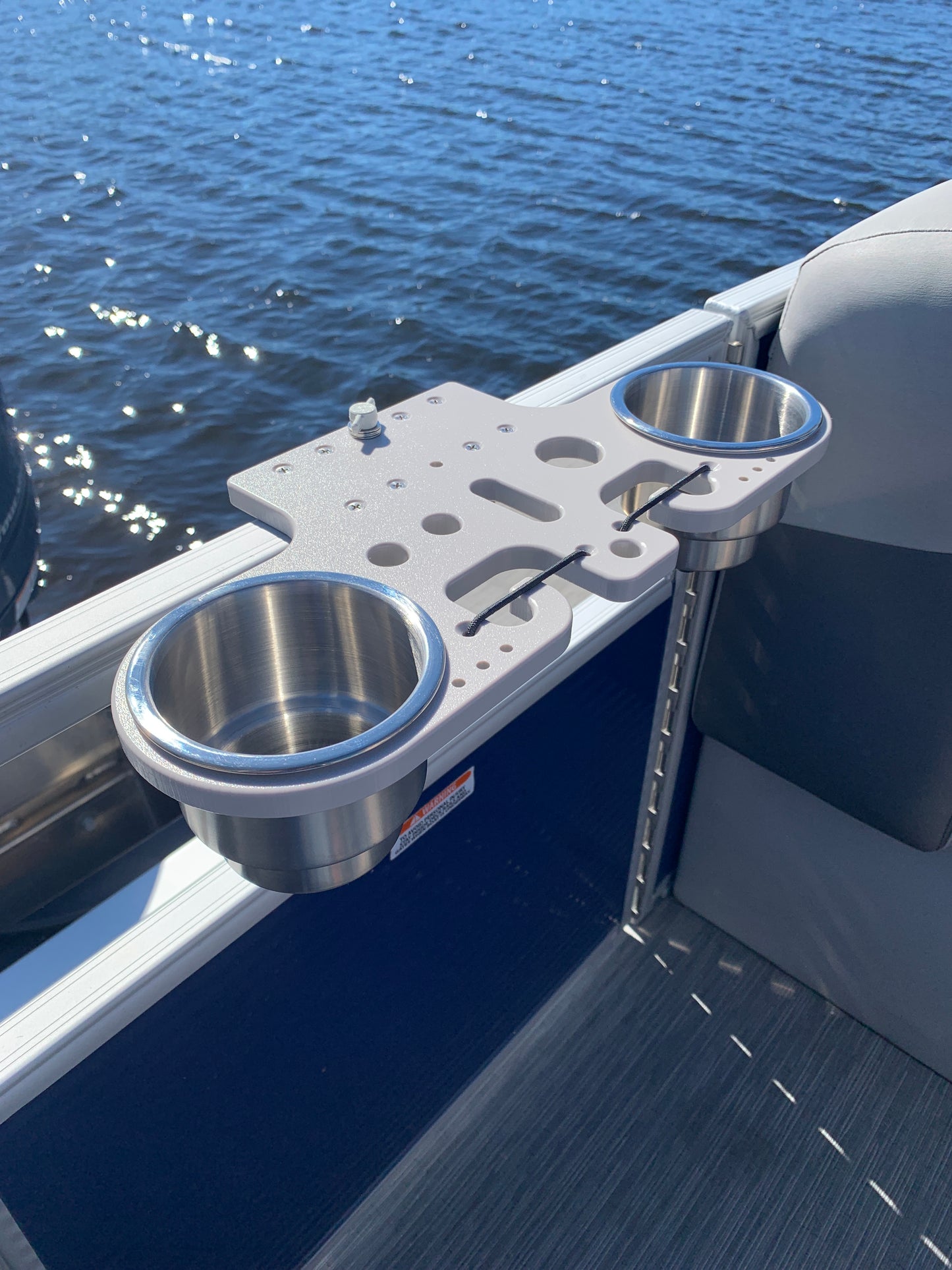 Pontoon Rail - Double Cup and Rod Holder with Tool Organizer slots