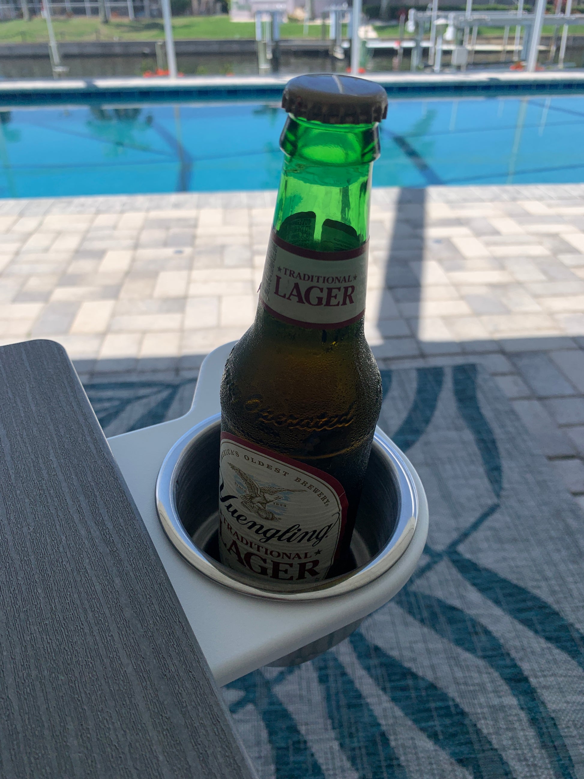 Beverage Holder For Patio Chair with beer